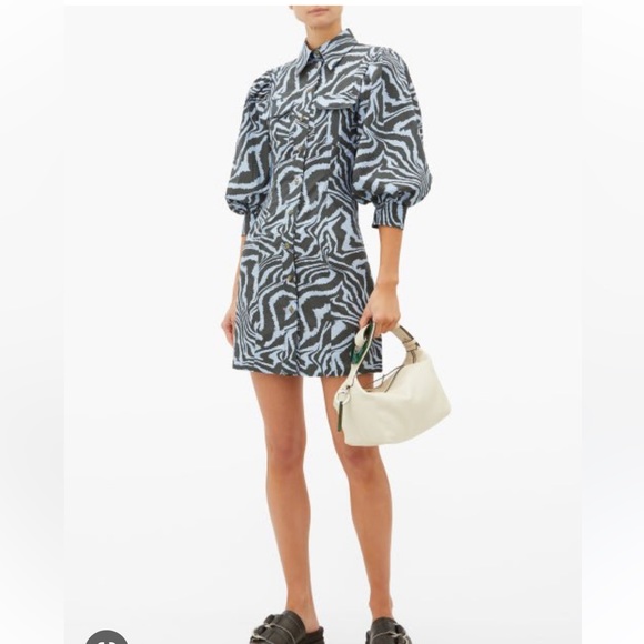 Ganni animal print puff sleeve dress